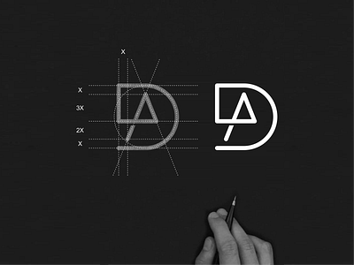 DA monogram logo. abstract apparel brand da design icon illustration lettering lettermark lineart logo minimalist monogram simple symbol typography vector