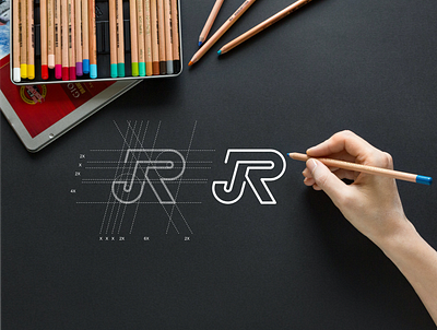 JR monogram logo abstract brand design icon jr lettering lettermark lineart logo monogram simple symbol typography vector