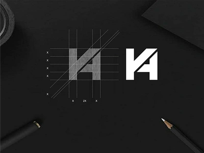 K4 monogram logo branding concept design designlogo icon illustration k4 lettering logo minimalist monogram simple symbol vector