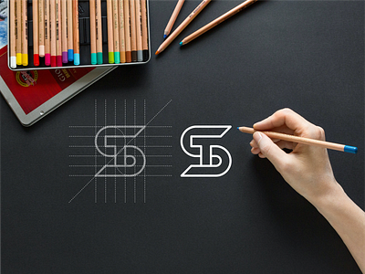 ST monogram logo abstract branding concept design icon lettering lineart logo monogram simple st symbol typography vector