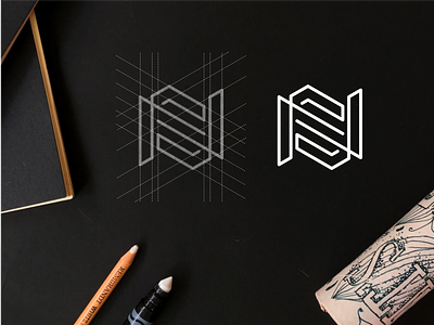 SN monogram logo abstract app branding concept logo design icon identity lettering lineart logo monogram sn symbol typography