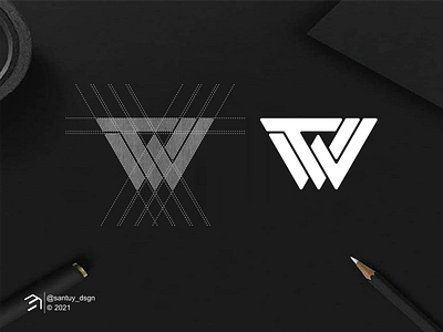 TVW monogram logo abstract branding design design logo icon illustration lettering logo monogram simple symbol tvw vector