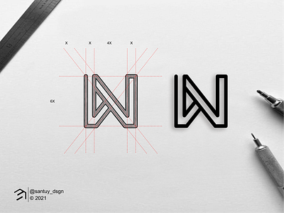 WN monogram logo concept. brand branding design icon illustration initials lettering lineart logo logotype mark monogram symbol vector