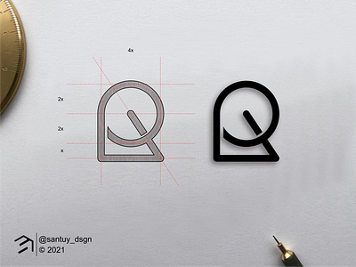RQ monogram logo concept brand concept logo design icon illustration lettering lineart logo logogrid mark monogram simple symbol vector