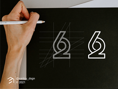 62 monogram logo concept
