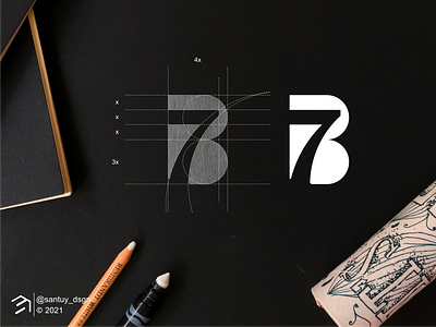 B7 Monogram Logo Concept. 7 b brand branding design icon illustration letter lettering logo monogram negativespace number simple symbol vector