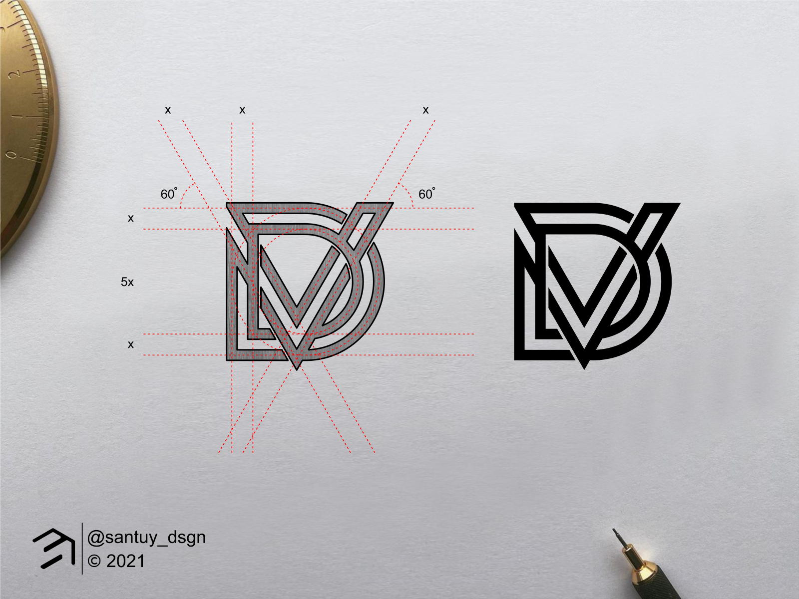 Red and black vd v d letter logo design creative Vector Image