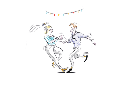 "1.2.3" dance wedding illustration