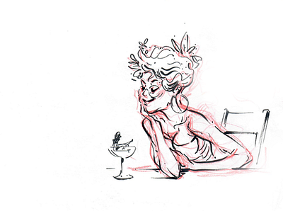 Drinking girl funny illustration illustration ink red