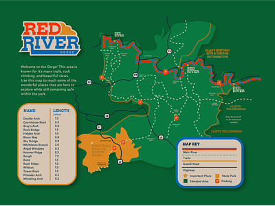 Red River Gorge Map badges branding design graphicdesign greatoutdoors hiking icons identity illustration illustrator infographic logo map outdoors redrivergorge typography vector