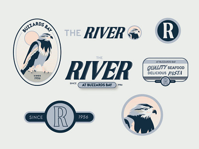 The River Branding - Logos & Marks badges branding design graphic design identity illustration logo logos logotype marks restaurant typography vector wordmark