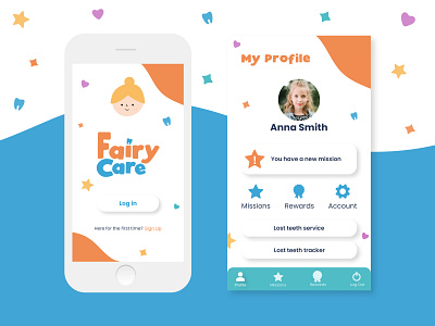 Fairy Care App app branding design flat illustration illustrator minimal ui ux vector