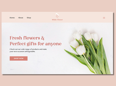 White Flower Website Home page branding flowershop minimal ui uidesign uidesigner web website design