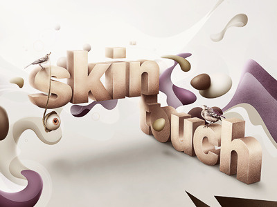Skin Touch 3d abstract birds dynamic elements illustration shapes skin text touch tutorial typography