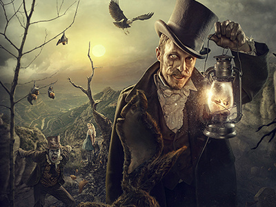 Escape - All Hallows' Eve alice dark halloween haze illustration insomniac landscape lantern magic pijecki