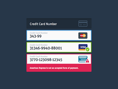 Inline Credit Card Detection & Validation credit cards design errors forms iconography input fields intuitive company ui