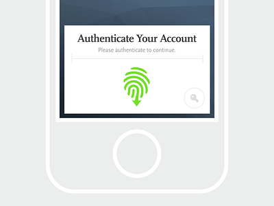 Mobile Authentication design intuitive company mobile password thumbprint ui