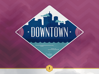 Things'll Be Great When You're Downtown badge branding city design fun illustration intuitive company skyline whales