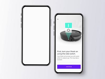 Shark - Onboarding 3d 3d animation animation design mobile mobile app mobile design mobile ui modern onboarding robot ux vacuum
