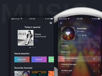 Music application album mood music app player track