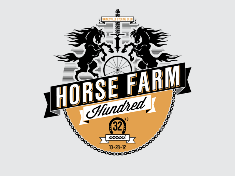 Horse Farm 3 color badge bicycle bike century cycling horse hundred illustration illustrator sword vector