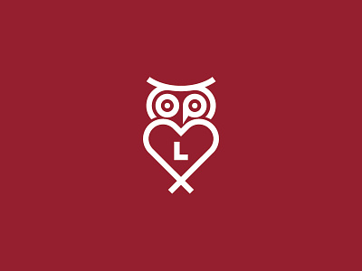 LL-Owl heart icon illustration library logo lover mono weight owl