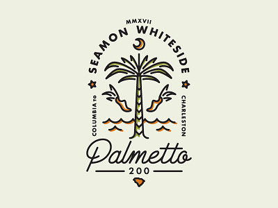 Palmetto 200 badge charleston columbia handlettering monoweight palm palmetto running script south carolina