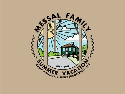 Kanuga Vacay cabin circle illustration lineart monoweight vacation