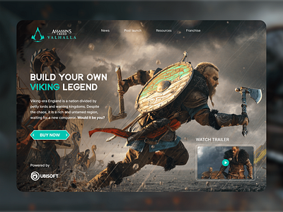Daily UI #003 - Landing Page assassins creed game landing page site ubisoft ui ux valhalla