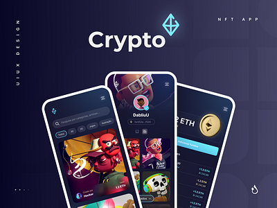 NFT App 3d app bitcoin cripto crypto design eth investiment nft ui ux