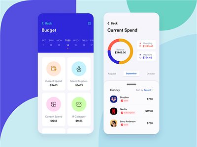 Budget And Current Spend Screen Design bank app design bank mobile application design budget screen category screen consult screen consult screen current spend screen current spend screen fin tech mobile design make a payment screen mobile design spend to goals spend to goals transactions page user experience ux