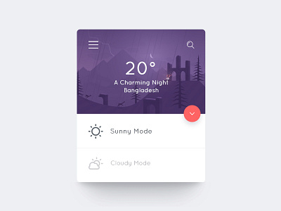 Weather Widget clean illustration minimal night retina simple ui unique ux weather. materials widget