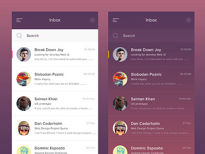 Inbox App app application clean inbox ios mail menu search settings ui ux