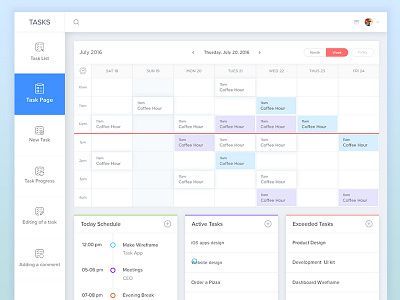Task Page Calendar View admin calendar dashboard data flat interface minimal schedule task todo ui ux