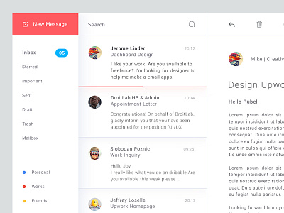 Mail Client app application concept desktop email gmail idea inbox mail ui ux
