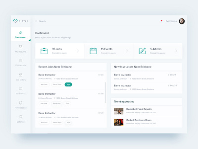 Dashboard Design article crypto dashboard events fitness instructor jobs studio ui ux