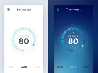 Thermostat Exploration app automation data dial graph ios knob principle smart thermostat ui dashboard weather