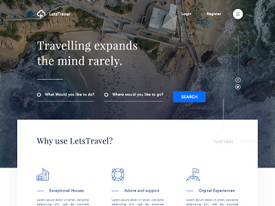 Love Travel Lading Page Teaser View design nature navigation site tourism travel typography ui uix web