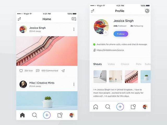 Pro Home Screen & Profile Screen by Masudur Rahman on Dribbble