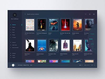 Dark Movie Ui Exploration application dashboard design interface ios itunes minimal music player ui user web