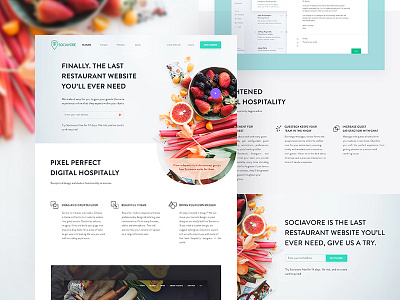 Sociavore Landing Page Design angle art direction elegant landing one page perfect food restaurant ross ui ux