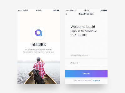 Login Splash Screen Allure App