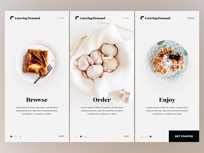 Onboarding - Catering Demand app cards catering food mobile onboarding product restaurant home ui ux