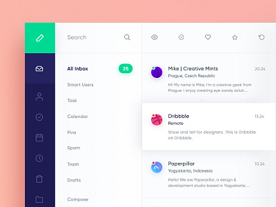 Mail Client App Exploration admin apps chat application page desktop mail design interface dashboard gradient mac client material gui osx web icon productivity uiux illustration settings search inbox cards designer inspiration mac client material profile minimalist ux
