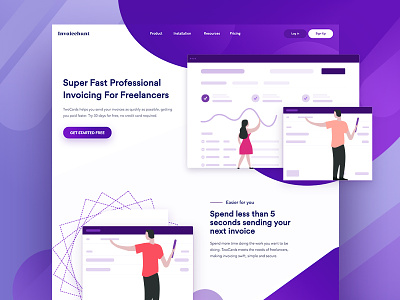 Invoice Landing Page Exploration clean landing page illustration invoice layout shop minimalist product simple typography ui visual design web ux website branding camera
