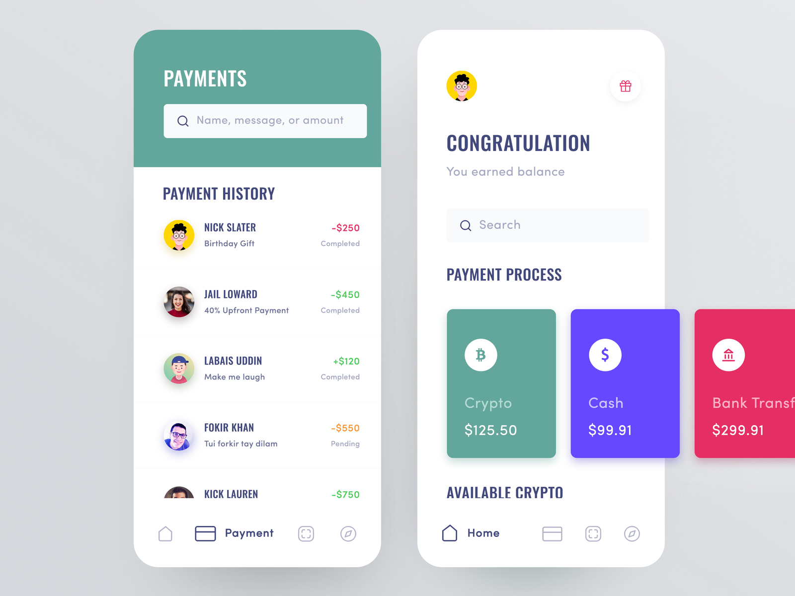 Payment Application Design by Masudur Rahman on Dribbble