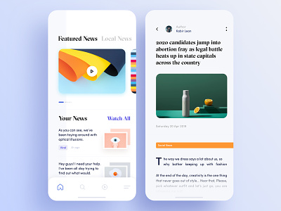 News Application Design Feed Page ai news application design blog mobile layout discover news application featured news iphone x app minimal news app news app news application design news feed news feed page design tabbar toolbar ui ux
