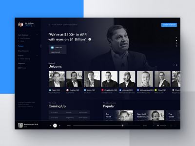 Getlatka Podcast Page Design 2019 trend 2019 ui application ui blog design design interface desktop app discover music fluent fastest growing company fluent design music player getlatka product design going from 0 to $100k arr latka saas magazine podcast podcast design podcast page design saas database saas product design