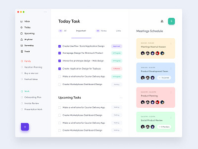 Task Management Dashboard Design iconsets inbox app meeting schedule minimal product design mobile design mobile design product design product design task application design task management app task management dashboard design task management today task task manager task web app upcoming task webdesign