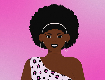 Afro woman adobe black drawing flat illustration illustrator vector